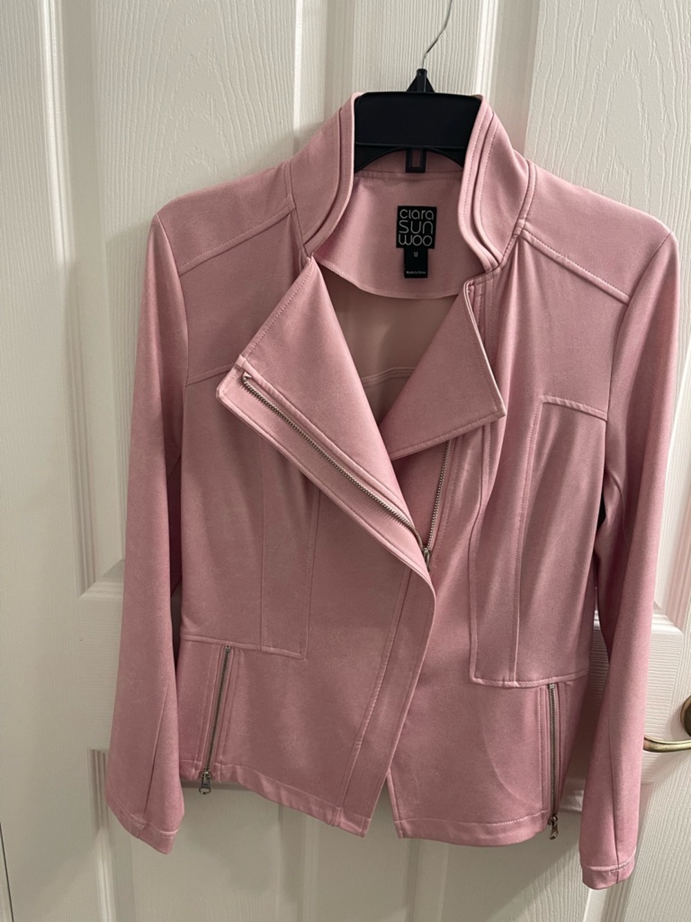 CLARA SUNWOO Dusty Pink Moto-Style Jacket